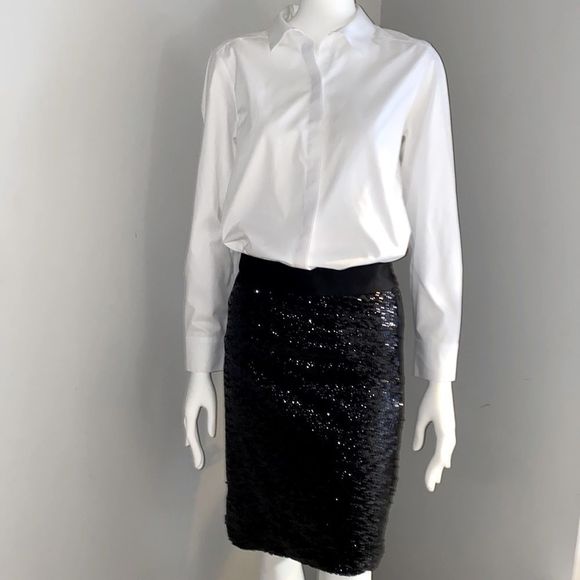 The Limited Dresses & Skirts - The Limited Sequin Skirt Size 8 Black Party Lined Satin Waist Band Embel…